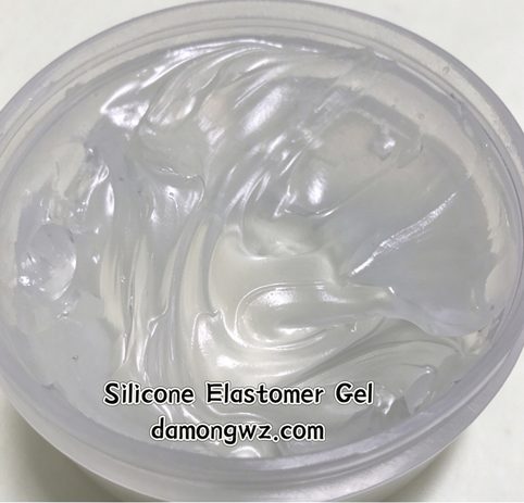 Damongwz silicone elastomer gel, translucent gel in a jar, reference sample.